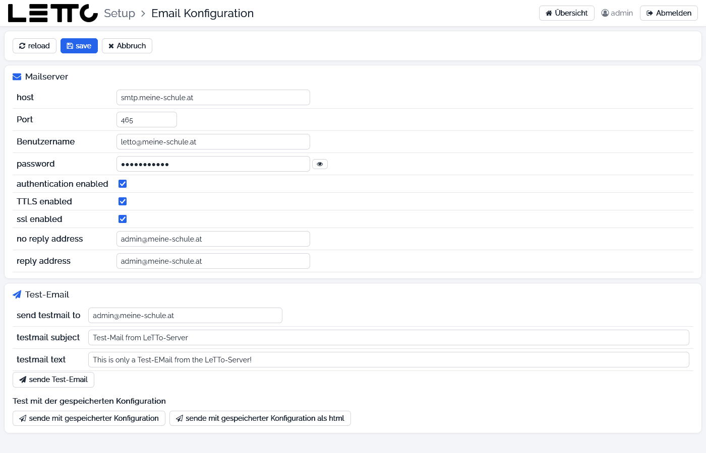 Email Konfiguration