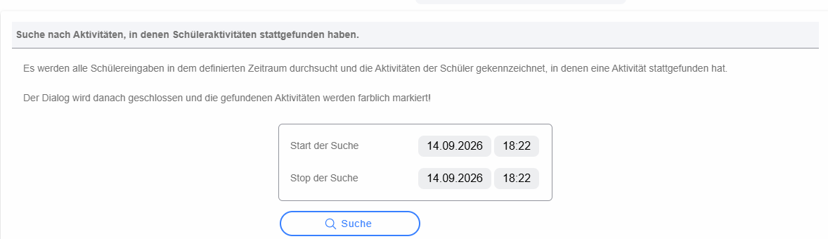 Zeitraum und Suche