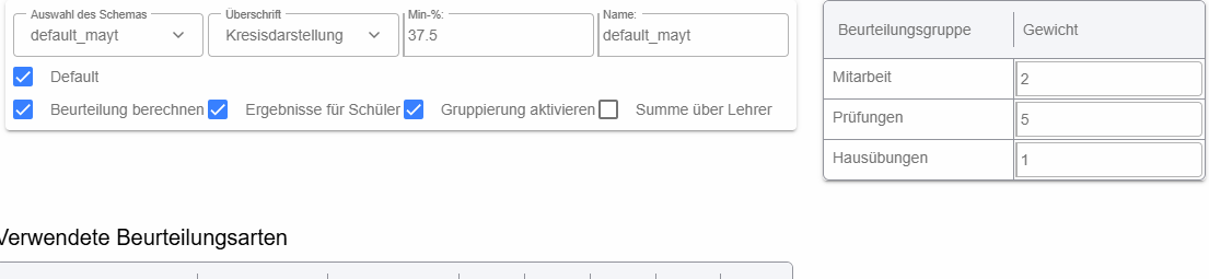 Schema-Einstellungen