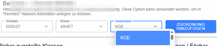 Neue Zuordnung