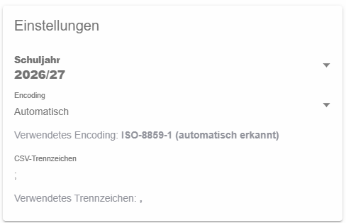 Importeinstellungen