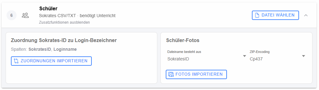 Schülerimport und Zusatzdaten